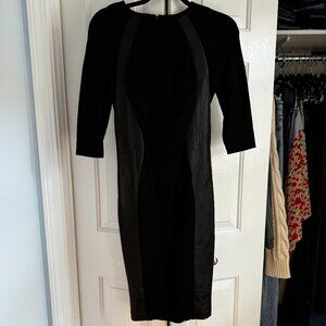 Eva Longoria by The Limited Black Knit & Faux Leather Dress in Size XS